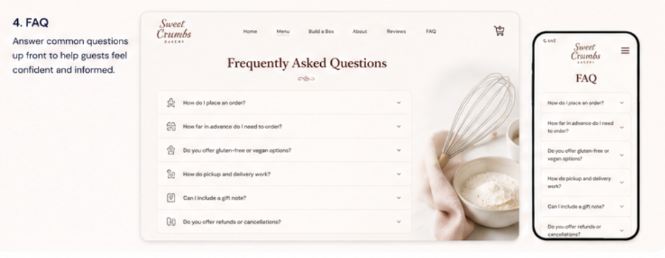 Sweet Crumbs Bakery – FAQ